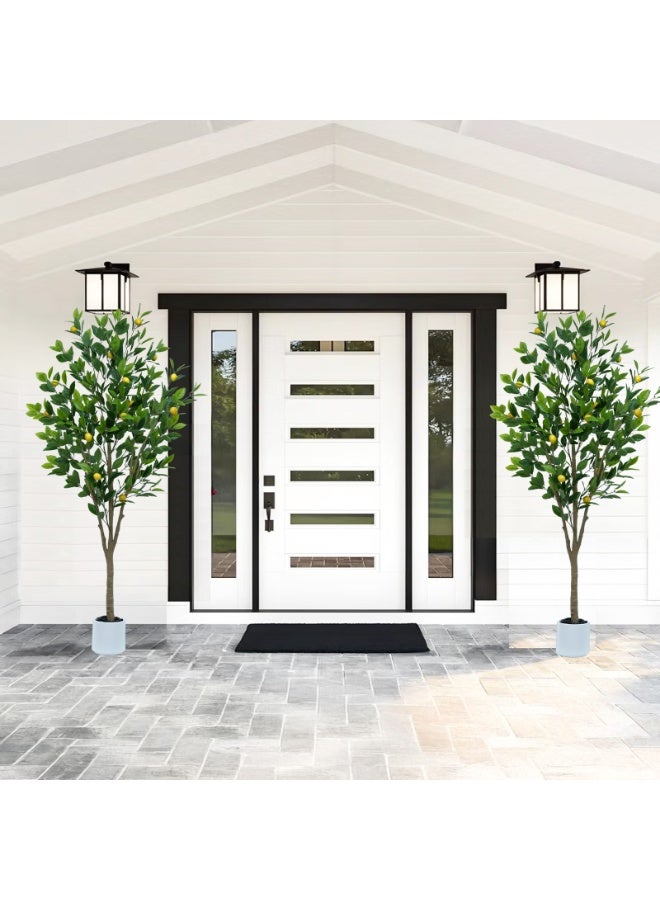 MirageBotanics Artificial Lemon Tree Indoor Outdoor Faux Lemon Plant With Realistic Fruits Includes Planter Pot 185cm - White